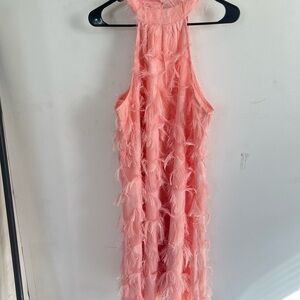 SHEIN Pink Feathered Formal Kids Dress